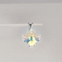 13175 Anhänger Swarovski® Kreuz 20mm crystal AB, 925er Tragering