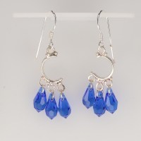 13180 925er Ohrringe mit 6 Swarovski® Tropfen 11mm majestic blue an einem Ornament
