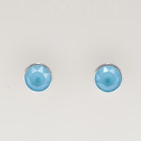 13181 925er Ohrstecker mit Swarovski® Xirius Chatons 8mm carribean blue opal, gefasst, nicht geklebt