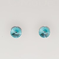 13184 925er Ohrstecker mit Swarovski® Rivoli 8mm light turquoise, gefasst, nicht geklebt
