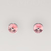 13189 925er Ohrstecker mit Swarovski® Rivoli 8mm light rose, gefasst, nicht geklebt
