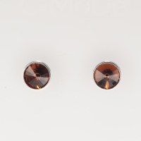 13191 925er Ohrstecker mit Swarovski® Rivoli 8mm crystal smoked topaz, gefasst, nicht geklebt