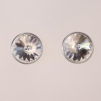 13214 925er Ohrstecker mit Swarovski® Rivoli 8mm crystal foiled, gefasst, nicht geklebt
