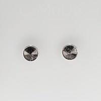13219 925er Ohrstecker mit Swarovski® Rivoli 8mm crystal black patina, gefasst, nicht geklebt