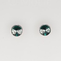 13221 925er Ohrstecker mit Swarovski® Rivoli 8mm emerald silver patina, gefasst, nicht geklebt