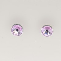 13224 925er Ohrstecker mit Swarovski® Rivoli 8mm light amethyst, gefasst, nicht geklebt