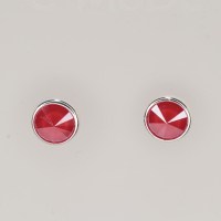 13226 925er Ohrstecker mit Swarovski® Rivoli 8mm crystal royal red, gefasst, nicht geklebt