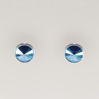 13227 925er Ohrstecker mit Swarovski® Rivoli 8mm sapphire shimmer, gefasst, nicht geklebt
