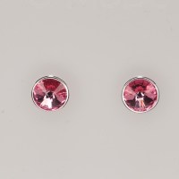 13228 925er Ohrstecker mit Swarovski® Rivoli 8mm rose, gefasst, nicht geklebt