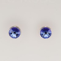 13229 925er Ohrstecker mit Swarovski® Rivoli 8mm sapphire, gefasst, nicht geklebt