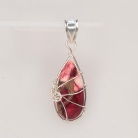 13233 925er Anhänger Drahtschmuck mit red rose dahlia mohave Türkis fein gedrahtet