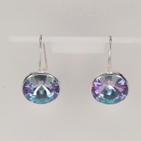 13234 925er Ohrringe mit Swarovski® Rivoli 14mm crystal vitrail light, gefasst, nicht geklebt