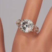 13242 925er Ring gedrahtet mit Swarovski® Rivoli 12mm crystal foiled