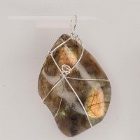 13248 935er Anhänger Drahtschmuck mit Labradorit im Wellen Schliff