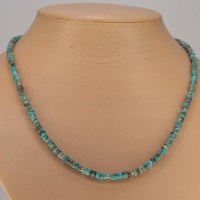 13258 Kette mit kleinen Türkisreifen und Silberperlen, 925er Verschluss
