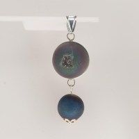 13262 925er Anhänger mit Geoden Druzy Achat und anhängender Achat Kugel mit Blumenkappe