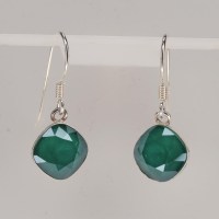 13271 925er Ohrringe mit Swarovski® Carree, 10mm, crystal royal green