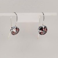 13272 925er Ohrringe mit Swarovski® Rivoli, 8mm, scarlet silver patina, gefasst, nicht geklebt
