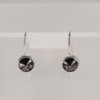 13273 925er Ohrringe mit Swarovski® Rivoli, 8mm, amethyst silver patina, gefasst, nicht geklebt