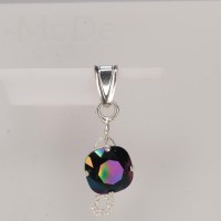 13276 925 Anhänger, gedrahtet mit Swarovski® Carree 10mm, crystal rainbow dark