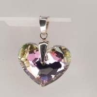 13289 925er Anhänger mit Swarovski® Truely In Love Herz, 28mm, crystal vitrail light