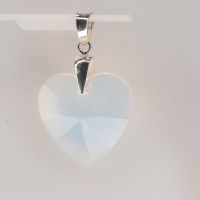 13291 925er Anhänger mit Swarovski® Herz, 28mm, crystal white opal