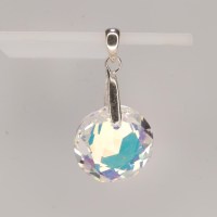 13292 925er Anhänger mit Swarovski® Classic Cut (rund), 14mm, crystal AB
