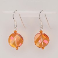 13295 925er Ohrringe mit Swarovski® Twisted Bead 14mm crystal astralund Swarovski® Xilions 3mm tangerine