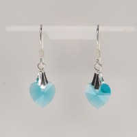 13296 925er Ohrringe mit Swarovski® Herzen, 10mm, light turquoise