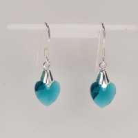 13297 925er Ohrringe mit Swarovski® Herzen, 10mm, blue zircon