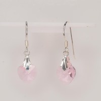 13298 925er Ohrringe mit Swarovski® Herzen, 10mm, light rose