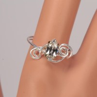 13299 925er Ring gedrahtet mit Swarovski® Navette 10mm crystal foiled