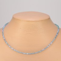 13314 Feine Kette aus 165 kleinen Swarovski® Xilions 3mm, aquamarine shimmer 2xAB und aquamarine AB, Verschluß 925er Sterlingsilber