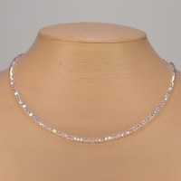 13317 Feine Kette aus 170 Swarovski® Xilions 3mm crystal 2x AB, Verschluss Sterlingsilber