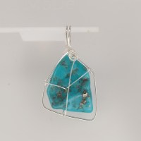13321 935er Anhänger Drahtschmuck mit Türkis Freiform