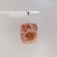 13322 925er Anhänger Drahtschmuck mit mexikanischem Feueropal in Matrix
