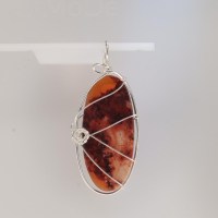 13323 935er Anhänger Drahtschmuck mit mexikanischem Feueropal in Matrix