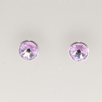 13329 925er Ohrstecker mit Swarovski® Rivoli 8mm light amethyst, gefasst, nicht geklebt