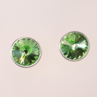13334 925er Ohrstecker mit Swarovski® Rivoli 8mm peridot, gefasst, nicht geklebt