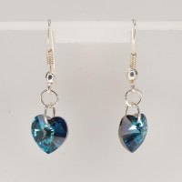 13344 925er Ohrringe mit Swarovski® Herzen 10mm crystal bermuda blue