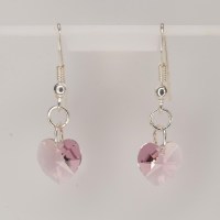 13345 925er Ohrringe mit Swarovski® Herzen 10mm light amethyst