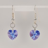 13346 925er Ohrringe mit Swarovski® Herzen 10mm sapphire AB