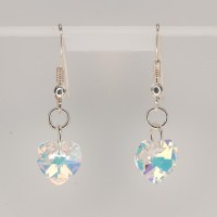 13348 925er Ohrringe mit Swarovski® Herzen 10mm crystal AB