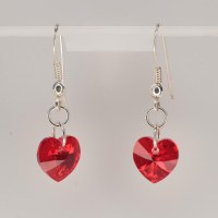 13350 925er Ohrringe mit Swarovski® Herzen 10mm light siam AB