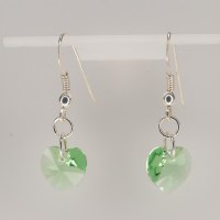 13351 925er Ohrringe mit Swarovski® Herzen 10mm peridot