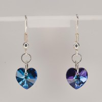 13352 925er Ohrringe mit Swarovski® Herzen 10mm crystal heliotrope