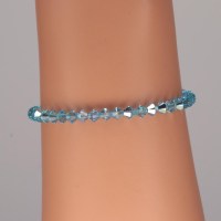 13361 Armband mit 42 Swarovski® Xilions 4mm aquamarine AB, 925er Verschluss