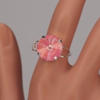 13368 925er Ring gedrahtet mit Swarovski® Rivoli 14mm crystal lotus pink delite in Krallenfassung
