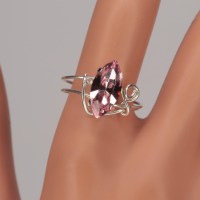 13374 925er Ring gedrahtet mit Swarovski® Navette 15mm light rose in Krallenfassung
