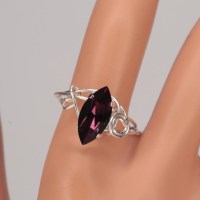 13377 925er Ring gedrahtet mit Swarovski® Navette 15mm amethyst in Krallenfassung